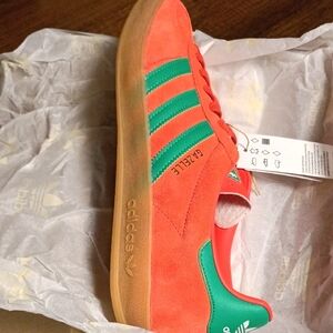 Adidas Gazelle Indoor Bright Orange and Green Shoes